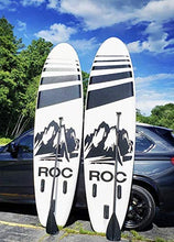 Load image into Gallery viewer, Roc Inflatable Stand Up Paddle Board with Premium sup Accessories &amp; Backpack, Non-Slip Deck, Waterproof Bag, Leash, Paddle and Hand Pump. (Black)

