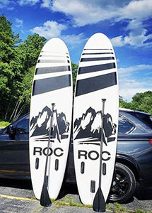 Roc Inflatable Stand Up Paddle Board with Premium sup Accessories & Backpack, Non-Slip Deck, Waterproof Bag, Leash, Paddle and Hand Pump. (Black)