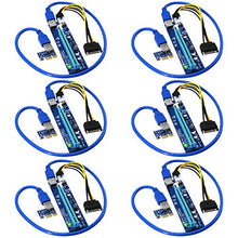Load image into Gallery viewer, FebSmart PCI-E Riser for Bitcoin Litecoin ETH Coin Mining 6 PIN Powered PCIE Extension Cable GPU Riser Ethereum Mining ETH GPU Extension Cable PCIEX1 to PCIE X16 VER006C GPU Riser(Blue 6-PCS)
