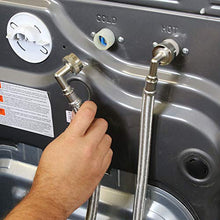 Load image into Gallery viewer, Eastman 41066 Stainless Steel Washing Machine Hose with Elbow, 6 Ft Length, Silver - 1 Pair
