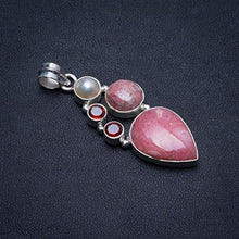 Load image into Gallery viewer, Natural Rhodochrosite,Garnet and River Pearl Handmade Unique 925 Sterling Silver Pendant 2" U0833
