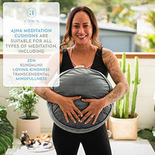 Load image into Gallery viewer, Buckwheat Meditation Cushion Round Zafu Yoga Pillow - Zafu Meditation Cushion Velvet with Zippered Organic Cotton Liner to Add or Remove Hulls | Machine Washable - Free Carry Bag (Celestite Crystal)
