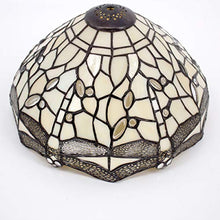Load image into Gallery viewer, Tiffany Lamp with Cream Stained Glass and Crystal Bead Dragonfly Table Lamp in Height 18 Inch for Living Room Antique Coffee Table Desk Beside Bedroom S139 WERFACTORY
