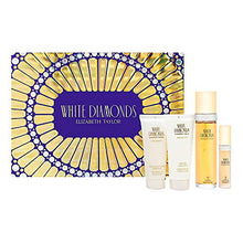 Load image into Gallery viewer, White Diamonds by Elizabeth Taylor for Women - 4 Pc Gift Set 3.3oz EDT Spray, 3.3oz Gentle Moisturizing Body Wash, 3.3oz Perfumed Body Lotion, 10ml EDT Spray

