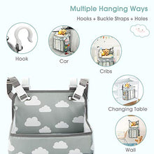 Load image into Gallery viewer, Hanging Diaper Caddy Organizer - Diaper Stacker for Changing Table, Crib, Playard or Wall &amp; Nursery Organization Baby Shower Gifts for Newborn (Gray Cloud)
