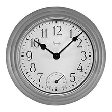 Load image into Gallery viewer, Equity by La Crosse 29007 Outdoor Thermometer &amp; Humdity Wall Clock, 8", Metallic Silver
