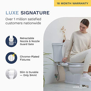 LUXE Bidet Neo 185 (Elite) Non-Electric Bidet Toilet Attachment w/ Self-cleaning Dual Nozzle and Easy Water Pressure Adjustment for Sanitary and Feminine Wash (White and White)