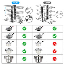 Load image into Gallery viewer, Pensar Pots and Pans Organizers for Cabinet, Adjustable Pot Organizer Rack under Cabinet, Pan Organizer with 8 Tiers &amp; 3 DIY Methods, Lid Kitchen Cabinet Organizer

