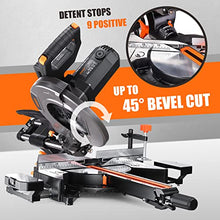 Load image into Gallery viewer, Sliding Miter Saw, ENGiNDOT 10-Inch Single Bevel Compound Miter Saw with 15-Amp Motor, Double Speed (4500 &amp; 3200 RPM), Laser Guide, 3 Blades, Bevel Cut (0°- 45°) for Wood, PVC or Soft Metal Cutting
