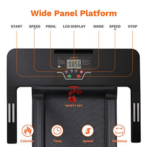 UREVO Foldable Treadmills for Home,Under Desk Electric Treadmill Workout Running Machine,2.5HP Portable Compact Treadmill with 12 Pre-Set Programs and 16.5 Inch Wide Tread Belt