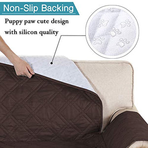 100% Waterproof Non-Slip Furniture Covers for Leather Recliner Covers for Large Recliner Seat Width Up to 30 Inch Couch Covers with Non Slip Backing (Oversized Recliner: Seat Width Up to 30", Brown)