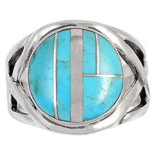 Load image into Gallery viewer, Sterling Silver Ring with Genuine Turquoise (SELECT color) (Turquoise Inlay, 6)
