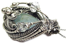 Load image into Gallery viewer, Wire-Wrapped Celestite Pendant in Sterling Silver with Herkimer Diamonds
