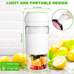 Portable Blender Juicer (12oz) Personal Blender Shakes and Smoothies Juicer Cup Smoothie Maker With 7.4V 3000mAh Rechargeable Battery Strong Power Ice Blender Mixer Baby Food Maker(BPA FREE)Home Office School Travel Sport Gym Outdoors