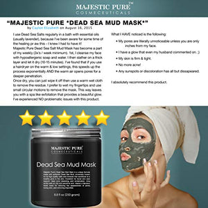 MAJESTIC PURE Dead Sea Mud Mask - Natural Face and Skin Care for Women and Men - Best Black Facial Cleansing Clay for Blackhead, Whitehead, Acne and Pores - 8.8 fl. Oz