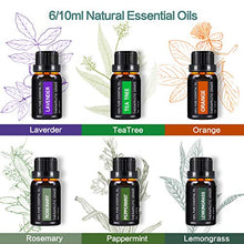 Load image into Gallery viewer, Diffuser with Essential Oils Included, 500ml Aromatherapy Diffuser with Oils Set 6x10mL, Aroma Diffuser with Oils Included Remote Control 14 Led Lights 4 Timers for Office Room Bedroom
