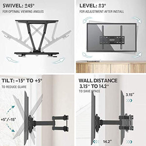 MOUNTUP TV Wall Mounts - Full Motion TV Wall Mount for 26-55 Inch Flat Screens and Curved TVs up to 88 LBS, Wall Mount TV Bracket with Dual Swivel Articulating Arms, Max VESA 400x400mm MU0010