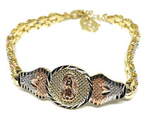 Load image into Gallery viewer, Fran &amp; Co. Virgin Mary Bracelet Virgen De Guadalupe Pulsera Tres Colores Oro Laminado 8“
