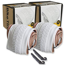 Load image into Gallery viewer, 20 Inch Bike Tire Packages for Kids and BMX Tires. Fits 20x1.75 Bike Tube , Tire, Rims, Front or Rear Wheels. Includes Tire Tools. With or Without Tubes. 1 Pack or 2 Pack. WHITE (2 Tires - No Tubes)
