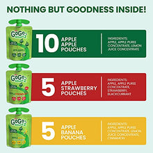 Load image into Gallery viewer, GoGo squeeZ Fruit on the Go Variety Pack, Apple Apple, Apple Banana, &amp; Apple Strawberry, 3.2 oz. (20 Pouches) - Tasty Kids Applesauce Snacks - Gluten Free Snacks for Kids - Nut &amp; Dairy Free - Vegan Snacks
