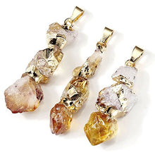 Load image into Gallery viewer, Top Plaza Natural Topaz Crystal Healing Crystal Golden Plated Rodlike Shapeless Pendant Necklace
