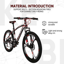 Load image into Gallery viewer, PanAme Mountain Bike 26 Inches Outroad 21 Speed Suspension Fork Anti-Slip Bicycle with Dual Disc Brake and High Carbon Steel Frame for Men and Women, Red
