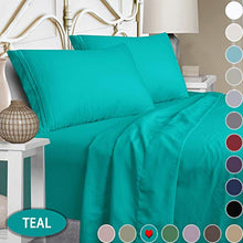 Load image into Gallery viewer, Mejoroom Full Size Sheet Set - Super Soft Microfiber 1800 Thread Count Luxury Egyptian Sheets with 15-inch Deep Pocket - Wrinkle and Hypoallergenic-4 Piece(Full,Teal)
