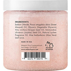 Majestic Pure Himalayan Salt Body Scrub with Lychee Oil, Exfoliating Salt Scrub to Exfoliate & Moisturize Skin, Deep Cleansing - 10 oz