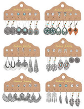 Load image into Gallery viewer, YADOCA 36 Pairs Boho Vintage Drop Dangle Earrings Set for Women Bohemian National Style Studs Hollow Piercing Jewelry Gifts
