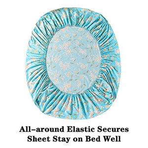 JSD Floral Printed Sheet Set Queen, 4 Piece Brushed Microfiber Sheets Extra Deep Pocket, Ultra Soft Hotel Quality Bedding Sheets