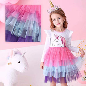 VIKITA Toddler Girl Purple Tutu Winter Long Sleeve Tutu Party Dresses for Girls(LH4590, 4T)