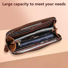 Load image into Gallery viewer, GUZUHUKU Vintage Embossed Zipper Wallet, Womens Wallets Large Capacity Detachable Wrist Strap Clutch Purses Perfect for Travel and Dating
