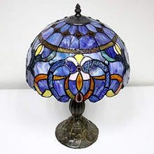 Load image into Gallery viewer, Tiffany Style Lamp Stained Glass Table Lamps Blue Purple Clouldy Lampshade 18 Inch Tall Antique Bookcase Beside Desk Reading Lighting for Living Room Bedroom S558 WERFACTORY

