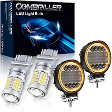 Load image into Gallery viewer, Combriller 3157 LED Bulb White 6000K with Projector Replacement for led reverse lights and Combriller 4.5&quot; Off Road Lighting Spot Flood Combo Beam with Flash Strobe Function Amber Angel Eye-Shape
