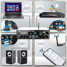 Load image into Gallery viewer, Wireless Bluetooth Power Amplifier System - 200W Dual Channel Sound Audio Stereo Receiver w/ USB, SD, AUX, MIC IN w/ Echo, Radio, LCD - For Home Theater Entertainment via RCA, Studio Use - Pyle PDA6BU
