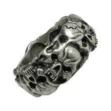 Load image into Gallery viewer, Silver 925 Custom Made Scull Band Masonic Memento mori Mens Biker Ring

