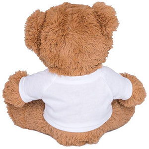 Cute Custom Teddy Bear with Personalized Custom Text: 8 Inch Brown Teddy Bear Valentine's Day Stuffed Animal White Shirt CT