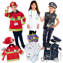 Load image into Gallery viewer, Born Toys Premium 16pcs Costume Dress up Set for Kids Ages 3-7 Fireman,Police Costume, and Doctor All Sets are Washable and Have Accessories
