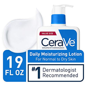 CeraVe Daily Moisturizing Lotion for Dry Skin | Body Lotion & Facial Moisturizer with Hyaluronic Acid and Ceramides | Fragrance Free | 19 Ounce, Basic