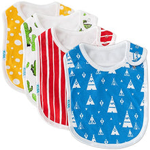 Load image into Gallery viewer, Baby Bibs Large Burpy Cloth 4 Pack Gift Set Soft Absorbent Feeding Reflux Drool Teething Bibs, Adjustable Snap Buttons, Funny Designs for Boys &amp; Girls - Desert
