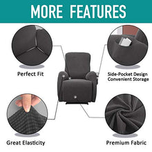 Load image into Gallery viewer, Rose Home Fashion RHF 4 Separate Piece Stretch Recliner Slipcovers, Recliner Chair Cover, Recliner Cover Furniture Protector Elastic Bottom, Recliner Slipcover with Side Pocket (Darkgray-Recliner)
