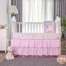 Load image into Gallery viewer, La Premura Unicorn Baby Nursery Crib Bedding Set for Girls – Baby Unicorn &amp; Rainbows 3 Piece Standard Size Crib Bedding Sets in Pink, Yellow &amp; Green
