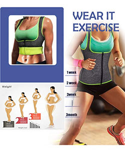 GAODI Women Waist Trainer Vest Slim Corset Neoprene Sauna Tank Top Zipper Weight Loss Body Shaper Shirt (S,Gray)