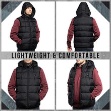 Load image into Gallery viewer, Foxelli Heated Vest - Lightweight USB Rechargeable Heated Vest for Men with Battery Included, Black, Large
