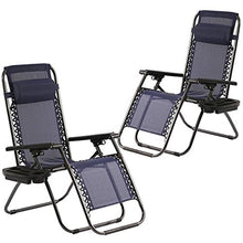Load image into Gallery viewer, Zero Gravity Chairs Set of 2 with Pillow and Patio Outdoor Adjustable Dining Reclining Folding Chairs for Deck Patio Beach Yard

