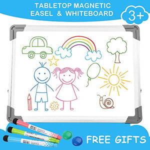 Small Dry Erase White Board – Mini Magnetic Desktop Foldable Whiteboard Easel for Kids Education with Three Pens, Two Magnets – TSJ OFFICE