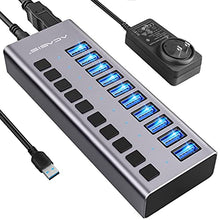 Load image into Gallery viewer, Powered USB Hub - ACASIS 10 Ports 48W USB 3.0 Data Hub - with Individual On/Off Switches and 12V/4A Power Adapter USB Hub 3.0 Splitter for Laptop, PC, Computer, Mobile HDD, Flash Drive and More

