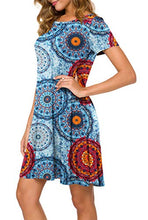 Load image into Gallery viewer, POPYOUNG Women's 2022 Summer Casual Tshirt Dresses X-Large, Floral Mixed Blue
