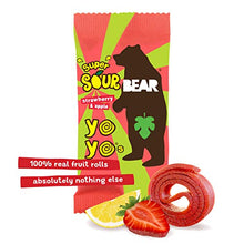 Load image into Gallery viewer, BEAR Sour - Real Fruit Yoyos - Strawberry-Apple, No added Sugar, All Natural, non GMO, Gluten Free, Vegan - Healthy on-the-go snack for kids &amp; adults, 0.7 Ounce (Pack of 12)
