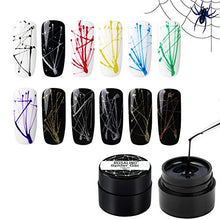 Load image into Gallery viewer, ROSALIND Spider Gel Nail Art Design Pulling Line Silk 12 Colors Set DIY Line Painting Design Lacquer Silver Gold Nail Decorations 5ml

